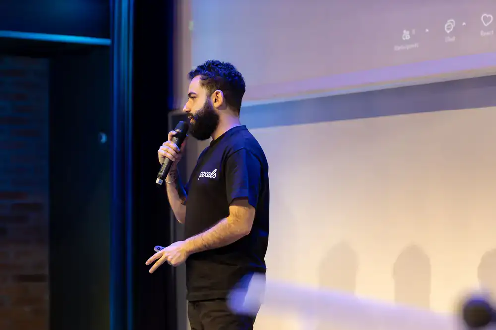 Professional quizmaster engaging the audience
